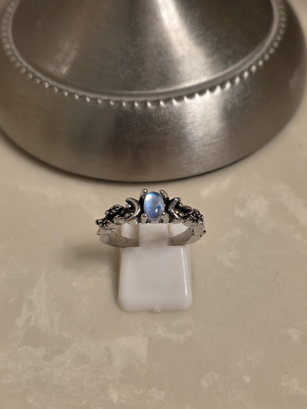 Silver Moonstone Ring Size 8